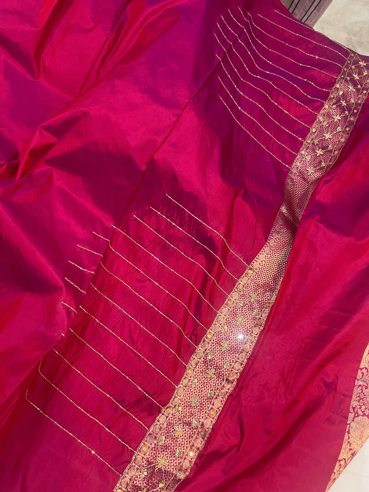 Magenta Pure Banarasi Handloom Katan Silk Saree