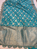 Blue Pure Banarasi Handloom Katan Silk Saree - Aura Benaras