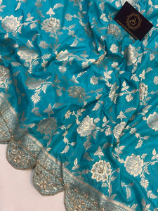 Blue Pure Banarasi Handloom Katan Silk Saree