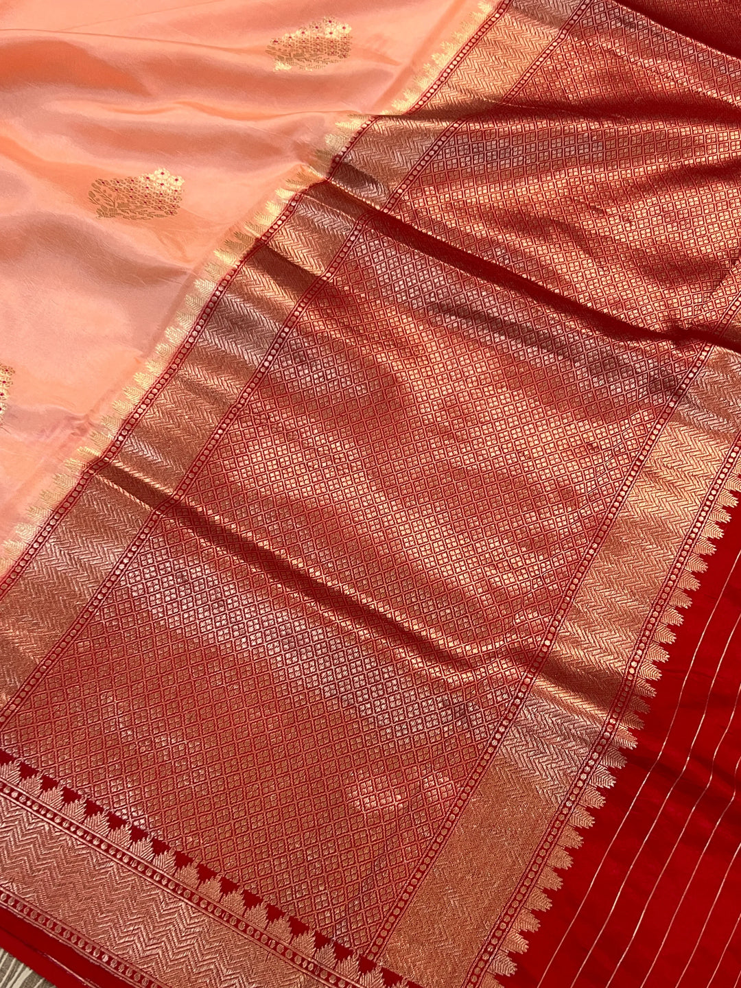 Peach Pure Silk Handloom Banarasi Saree
