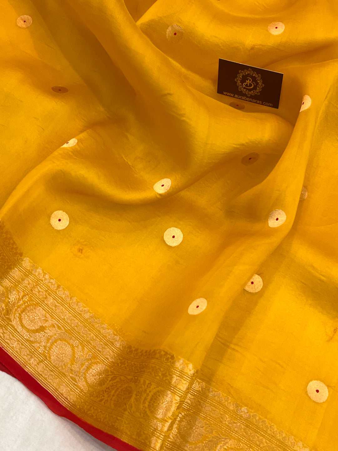 Yellow Pure Kora Silk Handloom Banarasi Saree