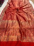 Red Pure Banarasi Handloom Katan Silk Saree - Aura Benaras