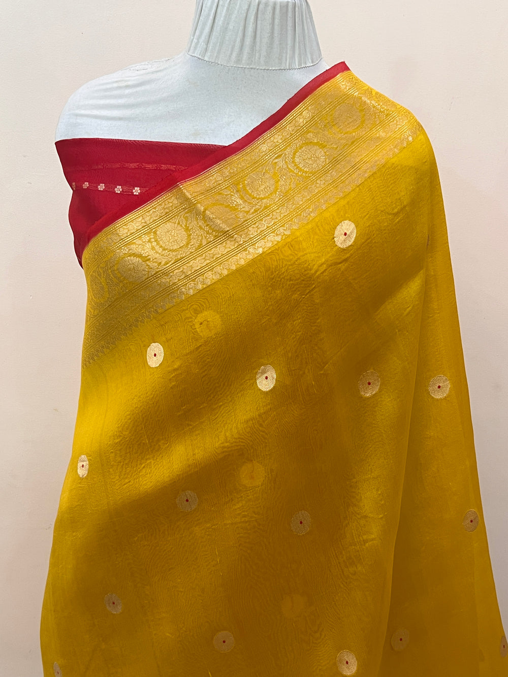 Yellow Pure Kora Silk Handloom Banarasi Saree