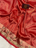 Red Pure Banarasi Handloom Katan Silk Saree - Aura Benaras