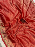 Red Pure Banarasi Handloom Katan Silk Saree - Aura Benaras