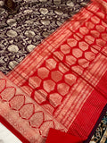 Garnet Banarasi Handloom Katan Silk Saree - Aura Benaras