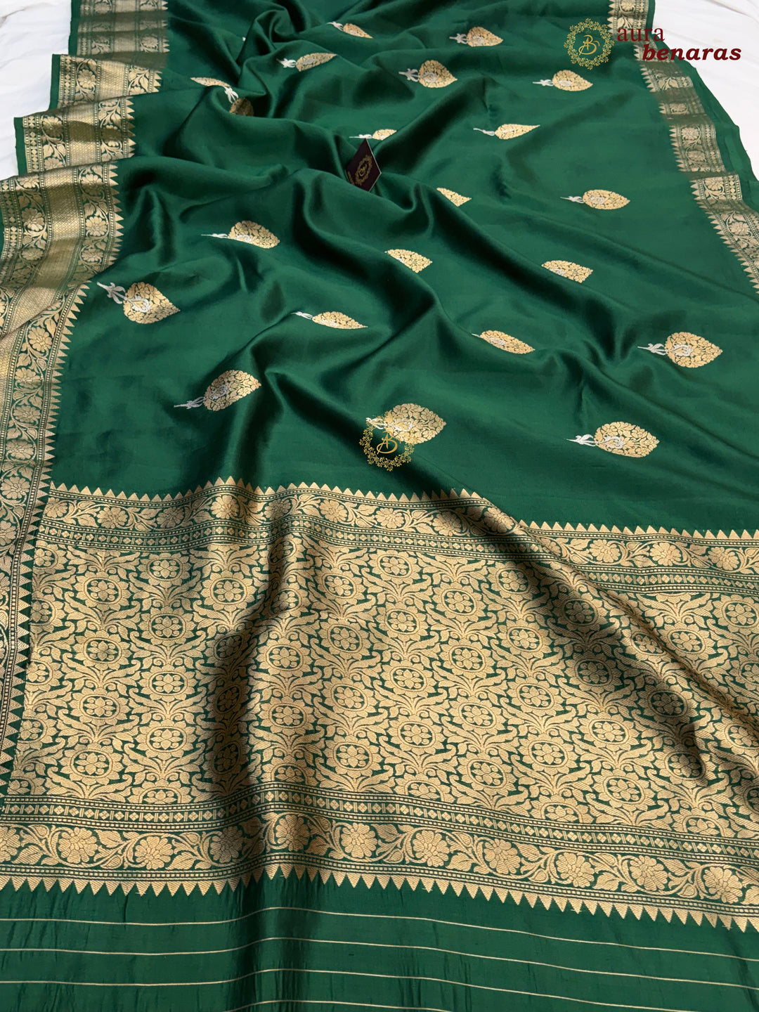 Bottle Green Banarasi Silk Saree with Kadhwa & Sona Rupa