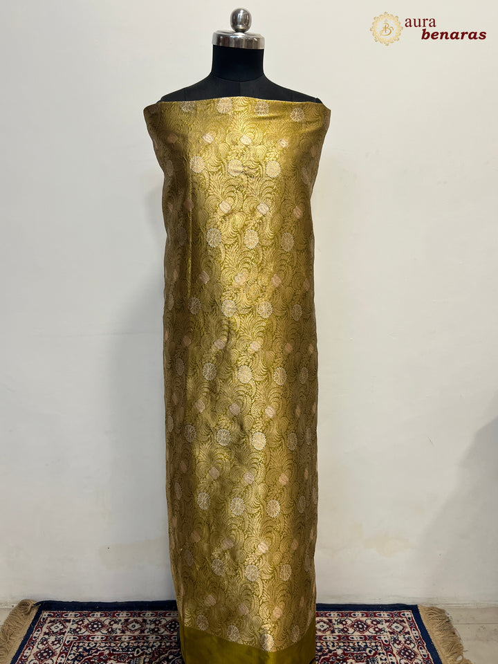 Olive Green Pure Banarasi Katan Silk Kurta with Jamawar Brocade