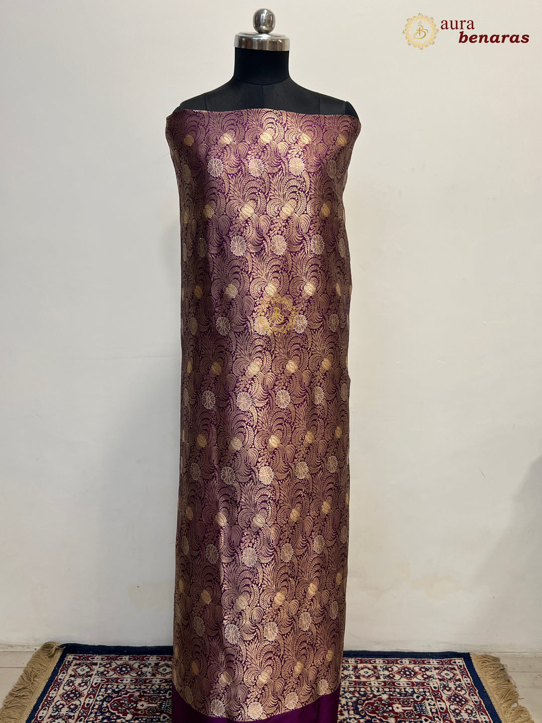 Purple Pure Banarasi Katan Silk Kurta with Jamawar Brocade