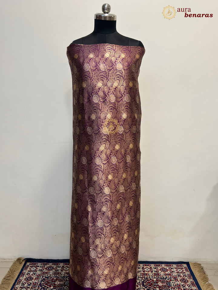 Purple Pure Banarasi Katan Silk Kurta with Jamawar Brocade