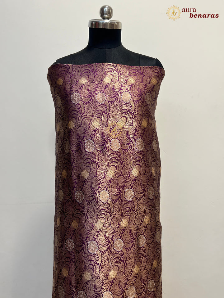 Purple Pure Banarasi Katan Silk Kurta with Jamawar Brocade
