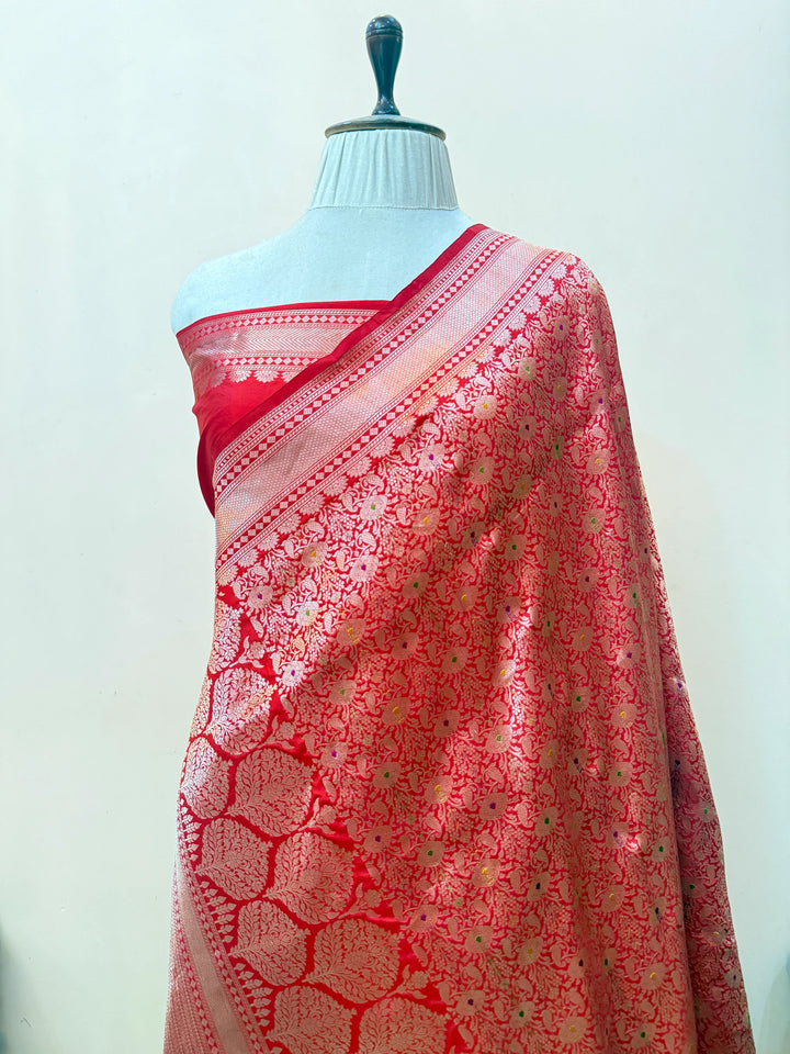 Red Pure Katan silk Handloom Banarasi Saree