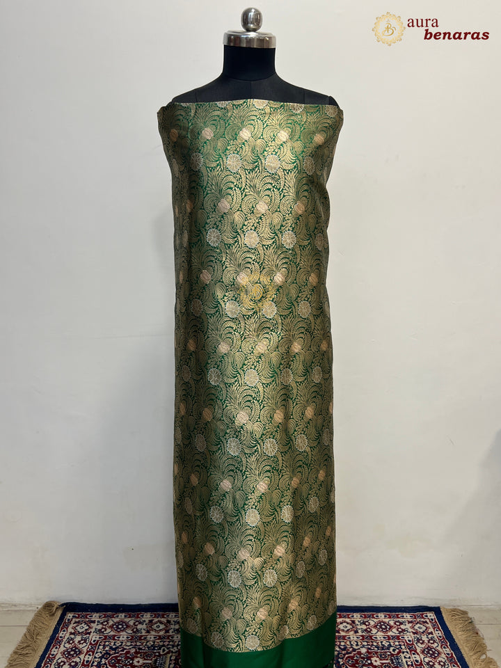 Green Pure Banarasi Katan Silk Kurta with Jamawar Brocade