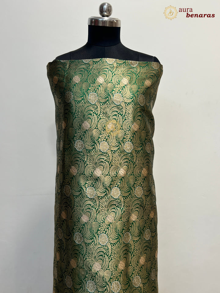 Green Pure Banarasi Katan Silk Kurta with Jamawar Brocade