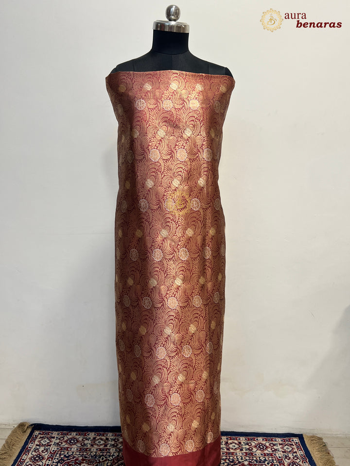 Light Maroon Pure Banarasi Katan Silk Kurta with Jamawar Brocade