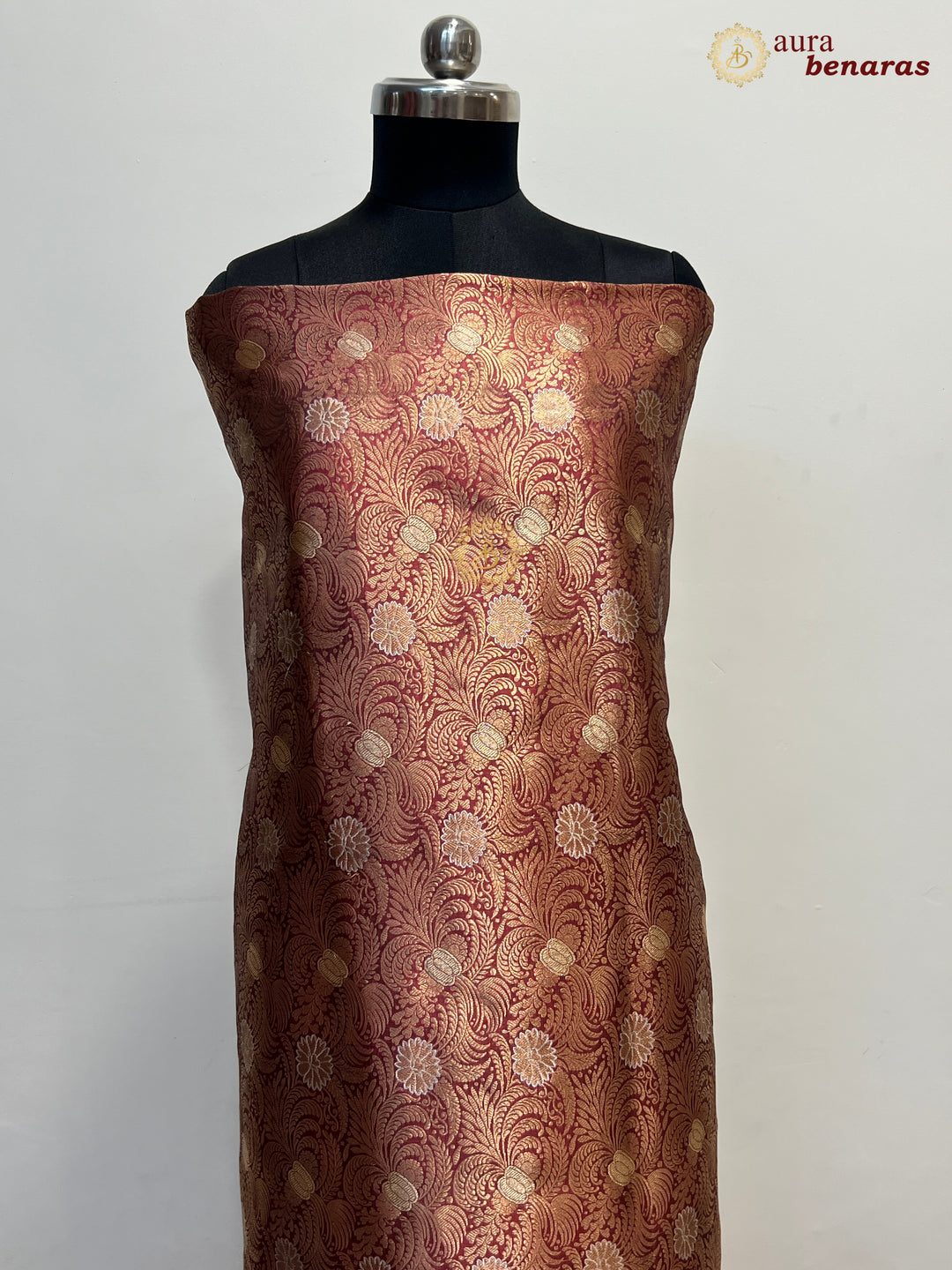 Light Maroon Pure Banarasi Katan Silk Kurta with Jamawar Brocade