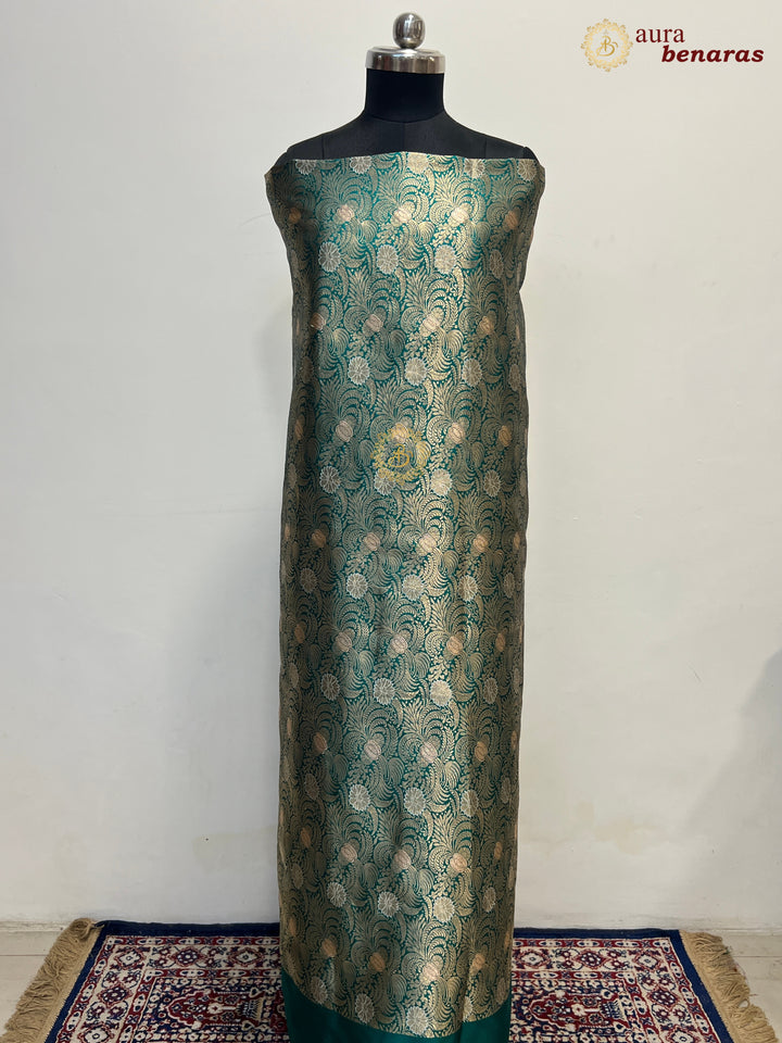 Emerald Green Pure Banarasi Katan Silk Kurta with Jamawar Brocade