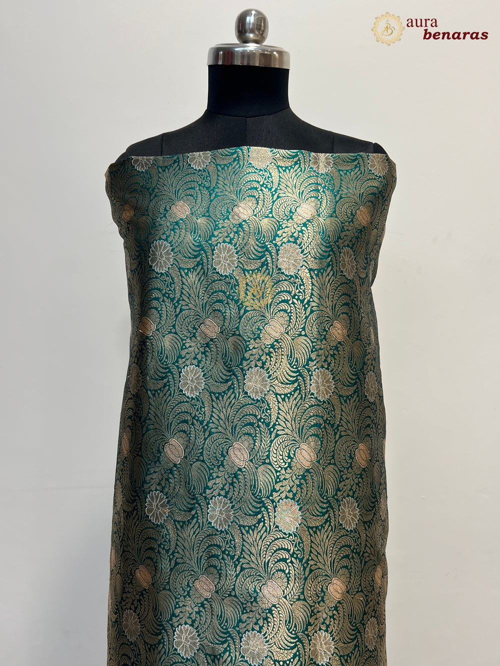 Emerald Green Pure Banarasi Katan Silk Kurta with Jamawar Brocade