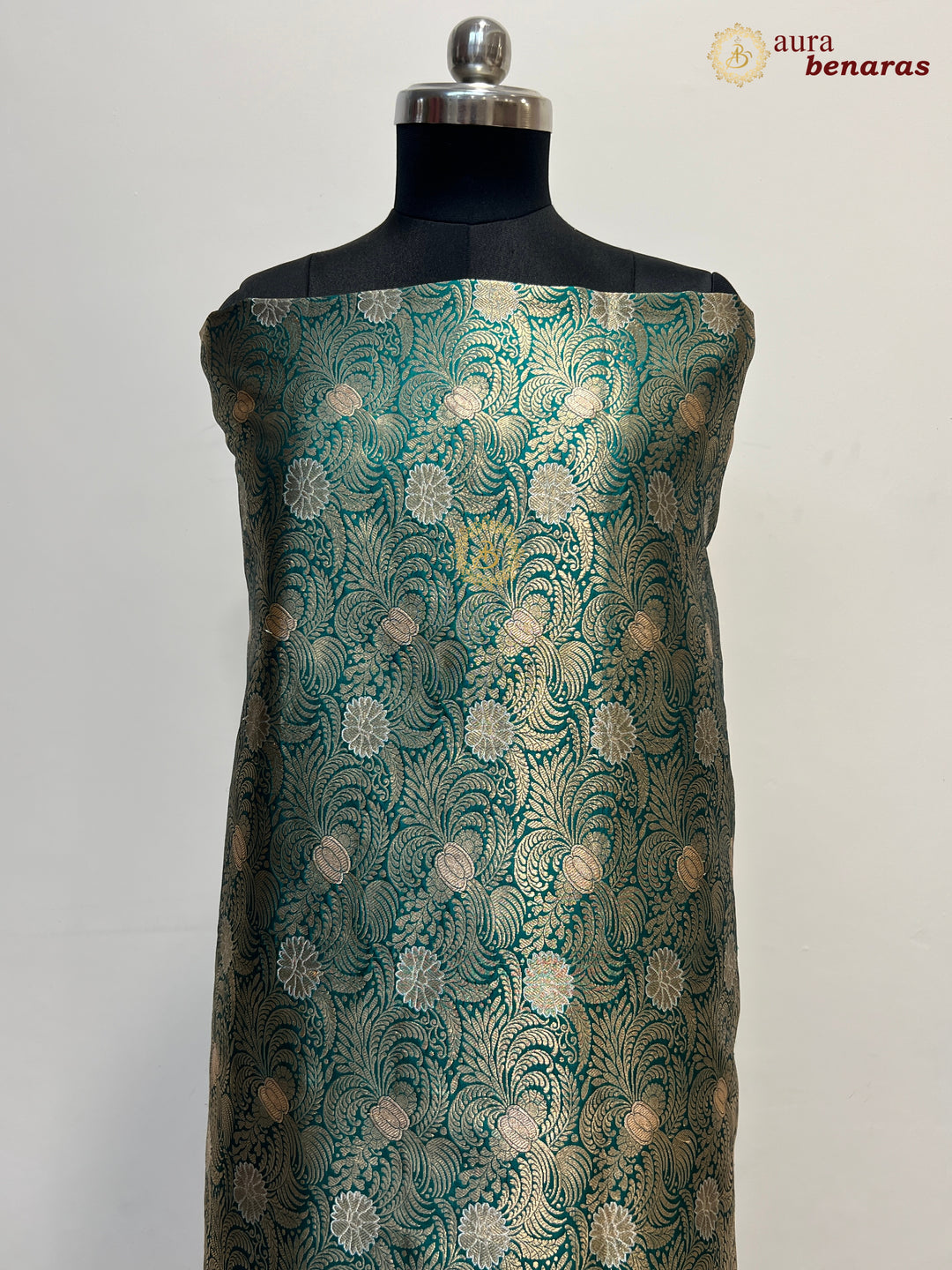 Emerald Green Pure Banarasi Katan Silk Kurta with Jamawar Brocade