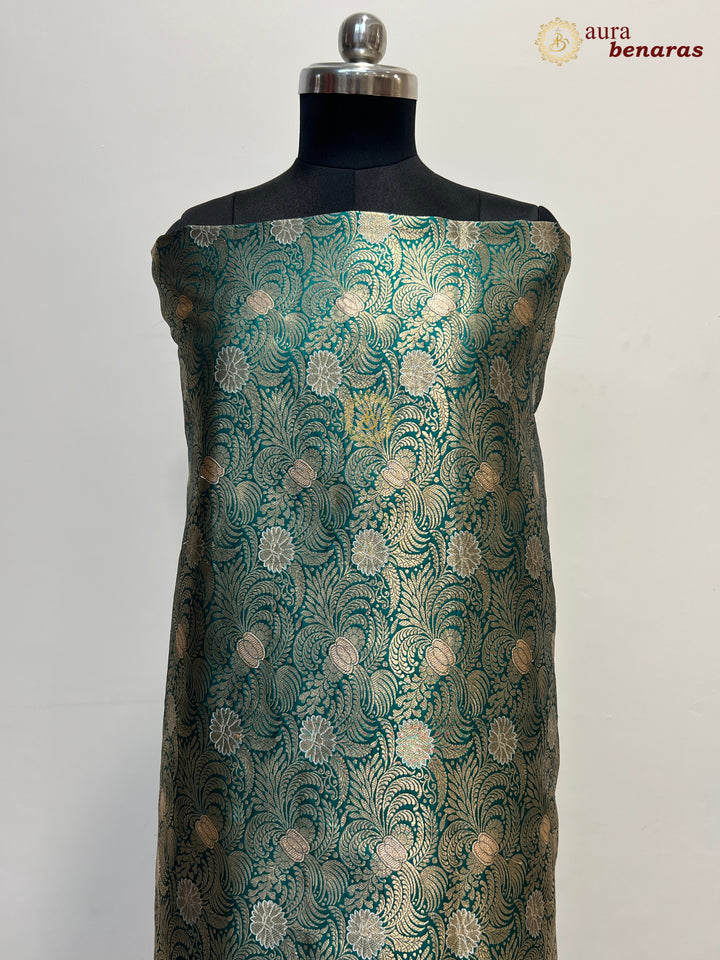 Emerald Green Pure Banarasi Katan Silk Kurta with Jamawar Brocade