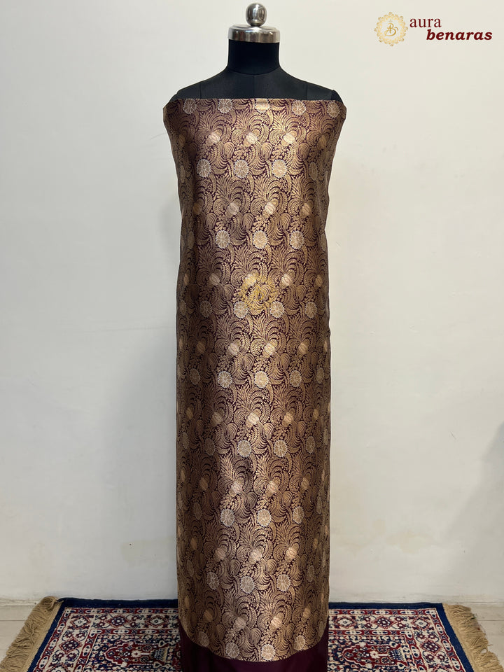 Brown Pure Banarasi Katan Silk Kurta with Jamawar Brocade