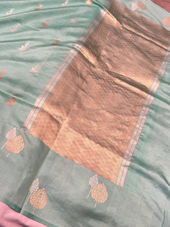 Sea Green Pure Silk Handloom Banarasi Saree