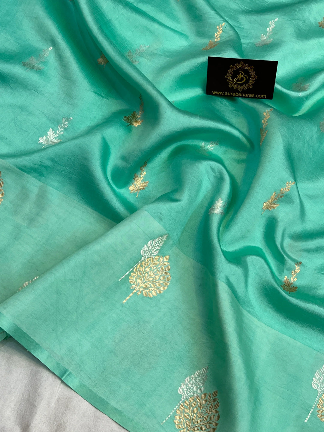 Sea Green Pure Silk Handloom Banarasi Saree