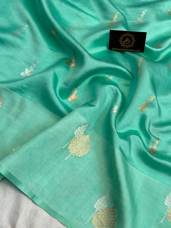 Sea Green Pure Silk Handloom Banarasi Saree