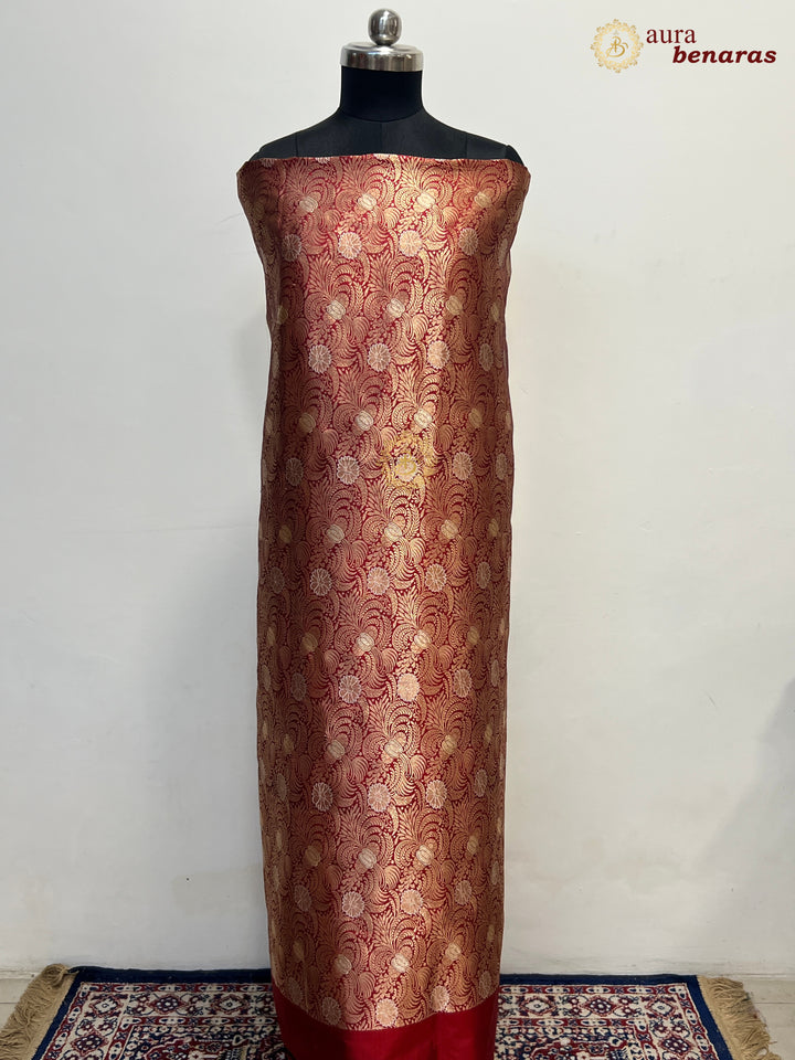 Maroon Pure Banarasi Katan Silk Kurta with Jamawar Brocade