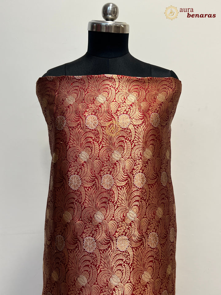Maroon Pure Banarasi Katan Silk Kurta with Jamawar Brocade