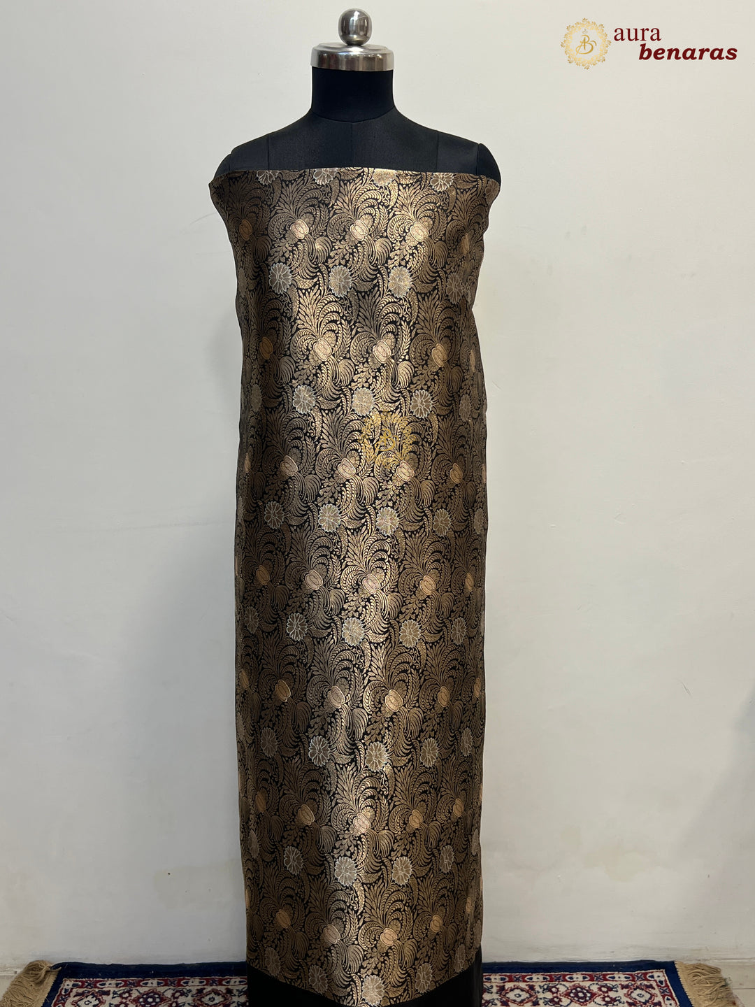Black Pure Banarasi Katan Silk Kurta with Jamawar Brocade
