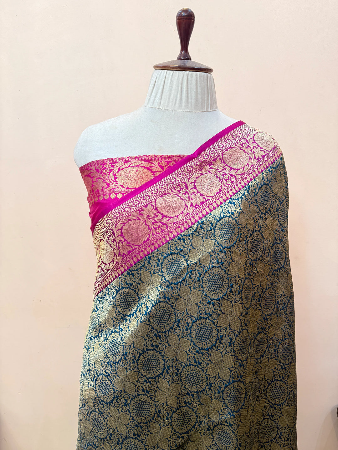 Rama Blue Pure Katan silk Handloom Banarasi Saree