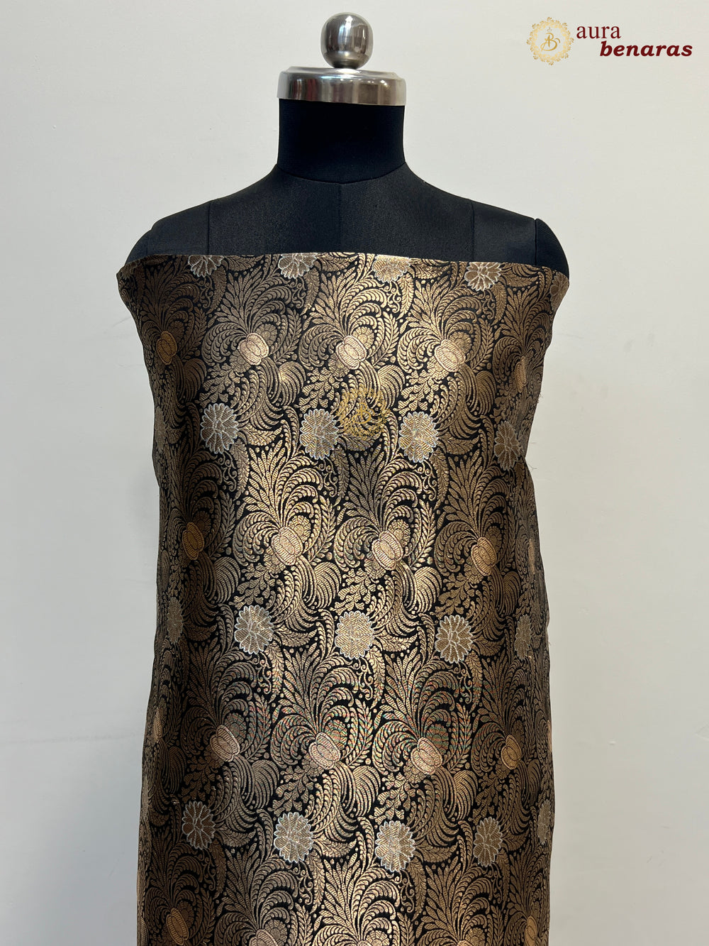 Black Pure Banarasi Katan Silk Kurta with Jamawar Brocade