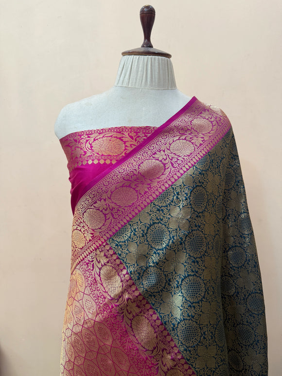 Rama Blue Pure Katan silk Handloom Banarasi Saree