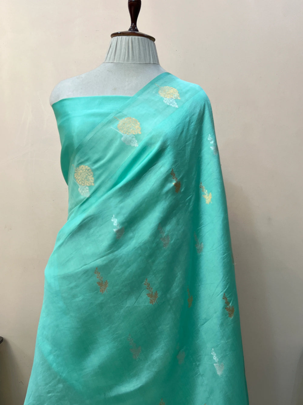 Sea Green Pure Silk Handloom Banarasi Saree