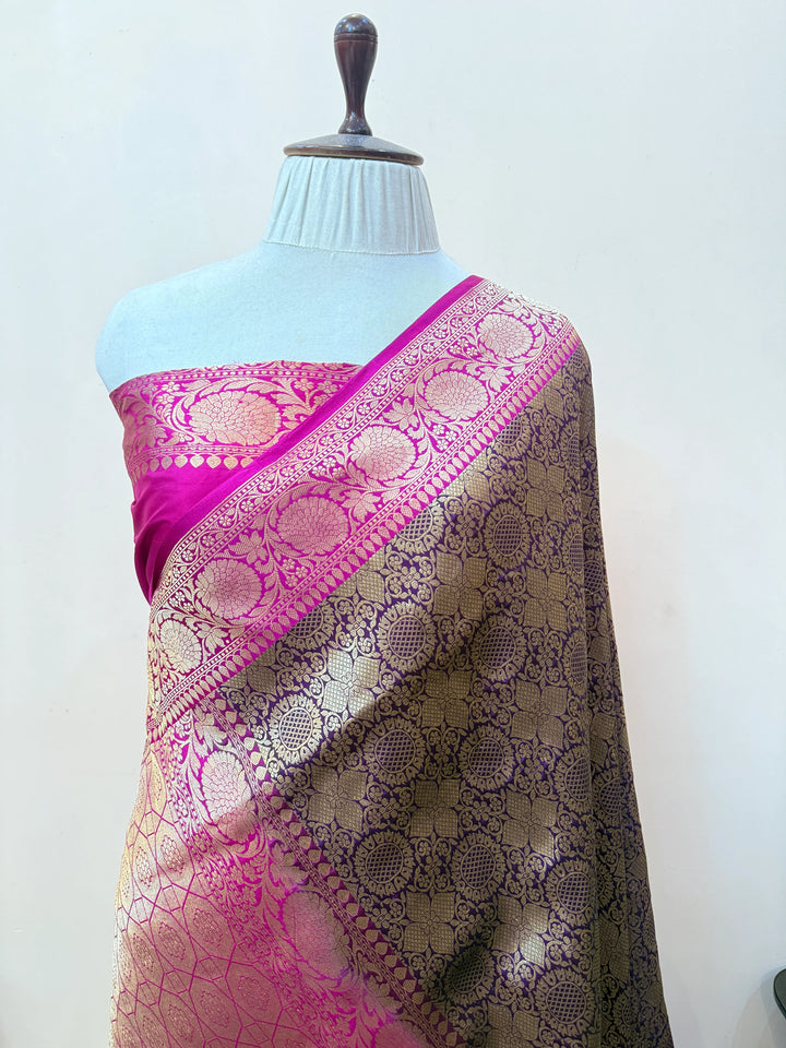 Purple Pure Katan silk Handloom Banarasi Saree