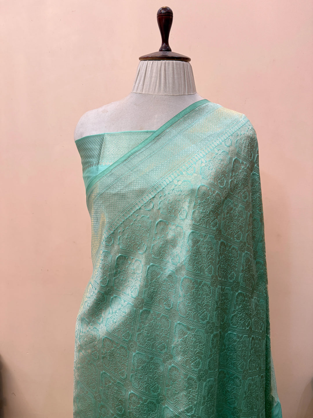 Sky Blue Pure Katan silk Handloom Banarasi Saree