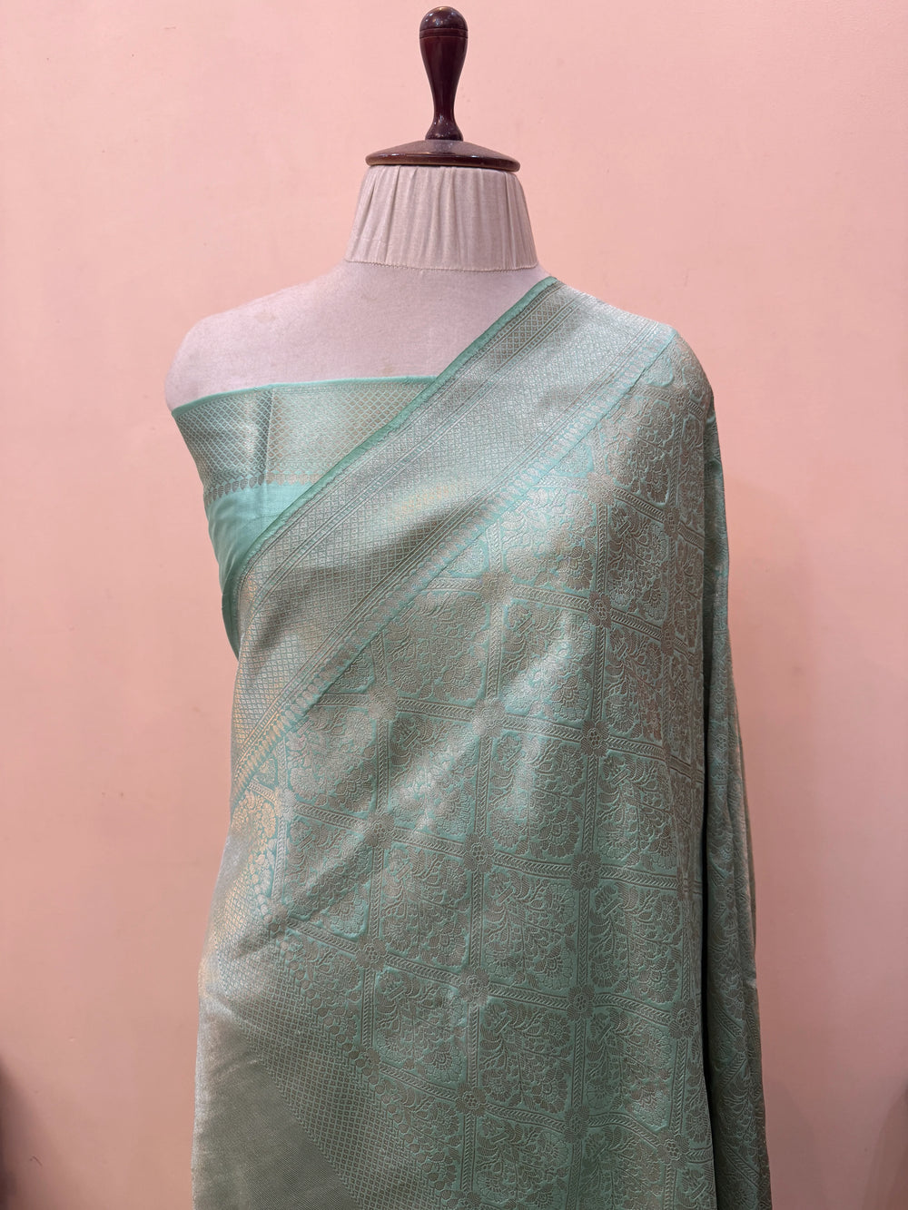 Sky Blue Pure Katan silk Handloom Banarasi Saree
