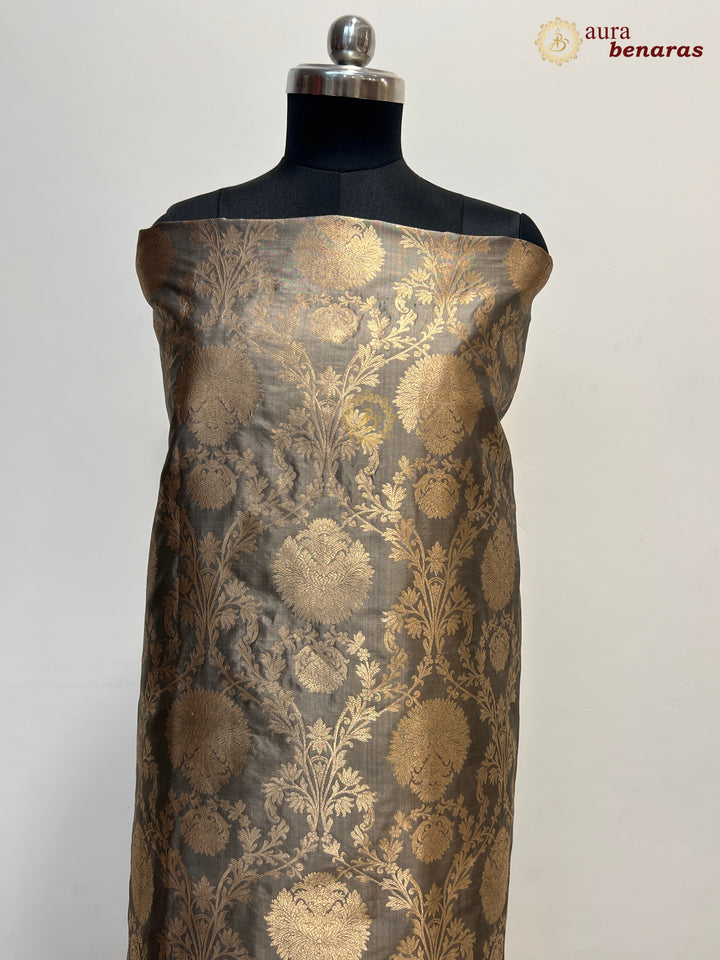  Grey Pure Banarasi Katan Silk Kurta with Floral Jaal