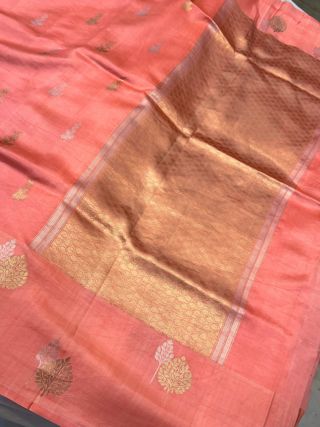 Peach Pure Silk Handloom Banarasi Saree