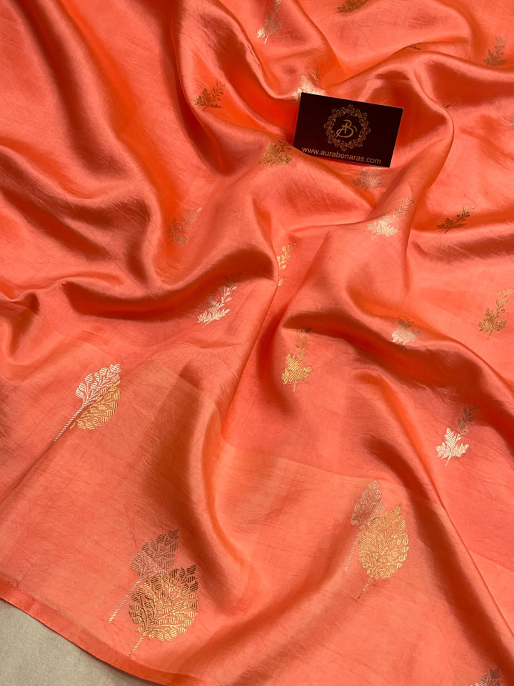 Peach Pure Silk Handloom Banarasi Saree