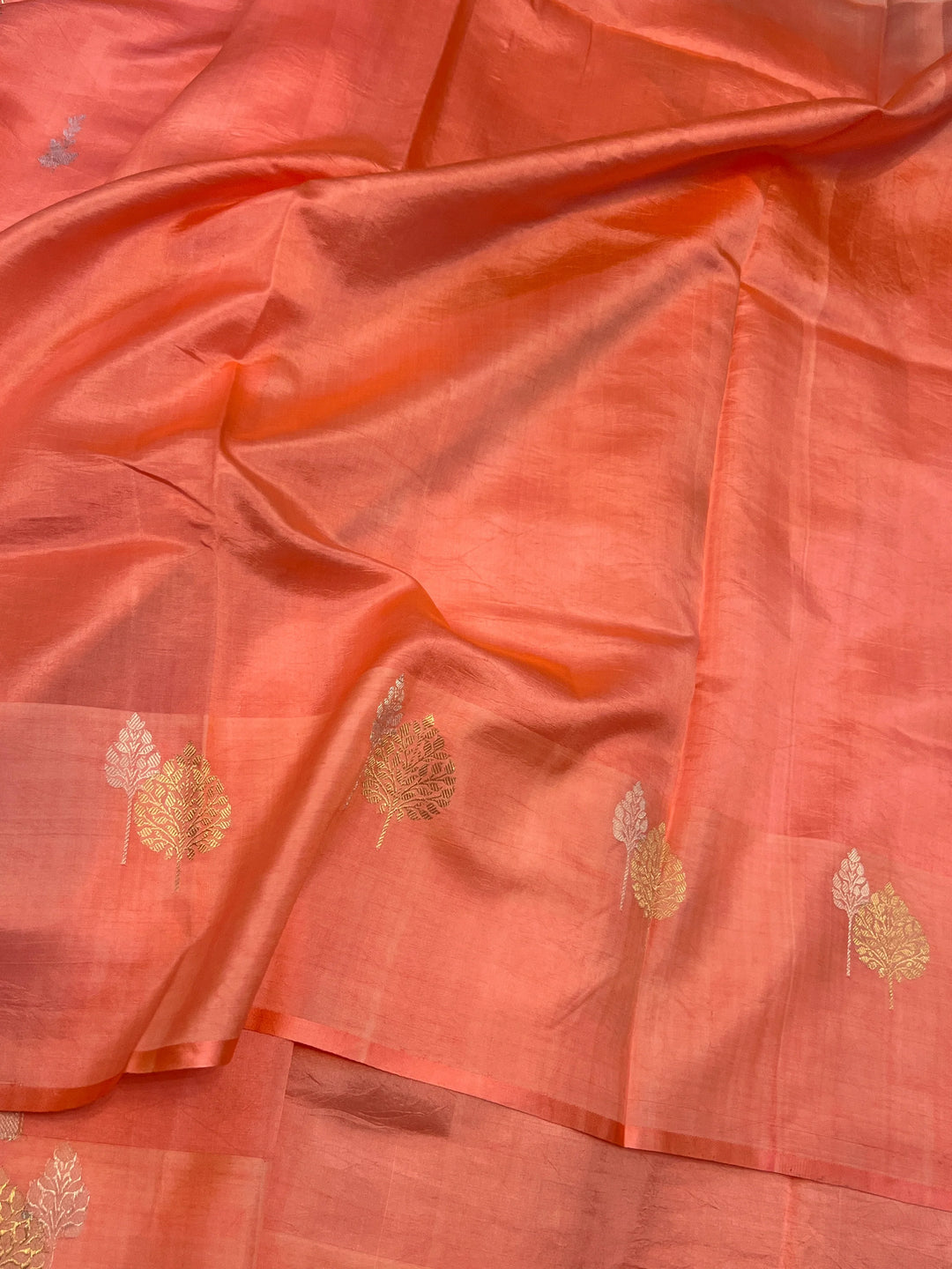 Peach Pure Silk Handloom Banarasi Saree