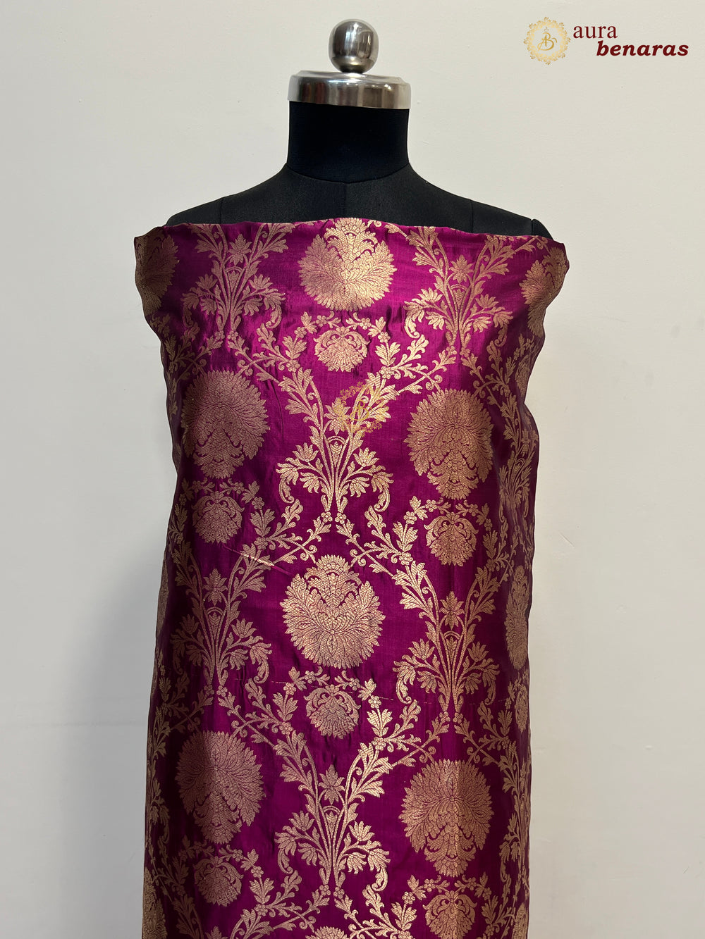  Purple Pure Banarasi Katan Silk Kurta with Floral Jaal