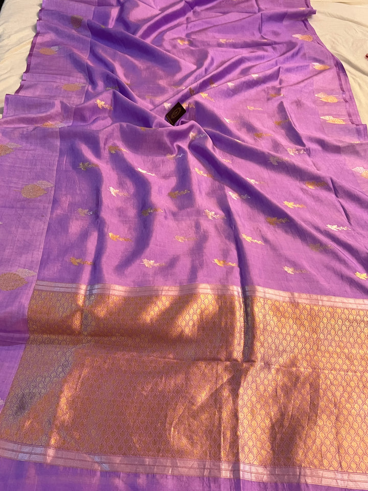Lavender Pure Silk Handloom Banarasi Saree