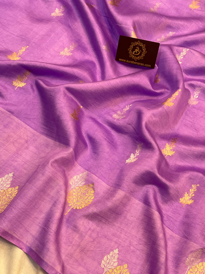 Lavender Pure Silk Handloom Banarasi Saree