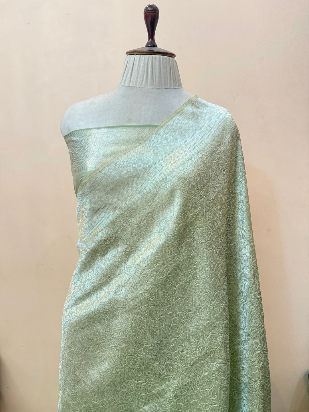 Sea Green Pure Katan silk Handloom Banarasi Saree