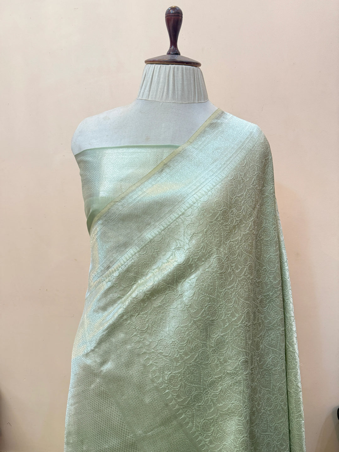 Sea Green Pure Katan silk Handloom Banarasi Saree