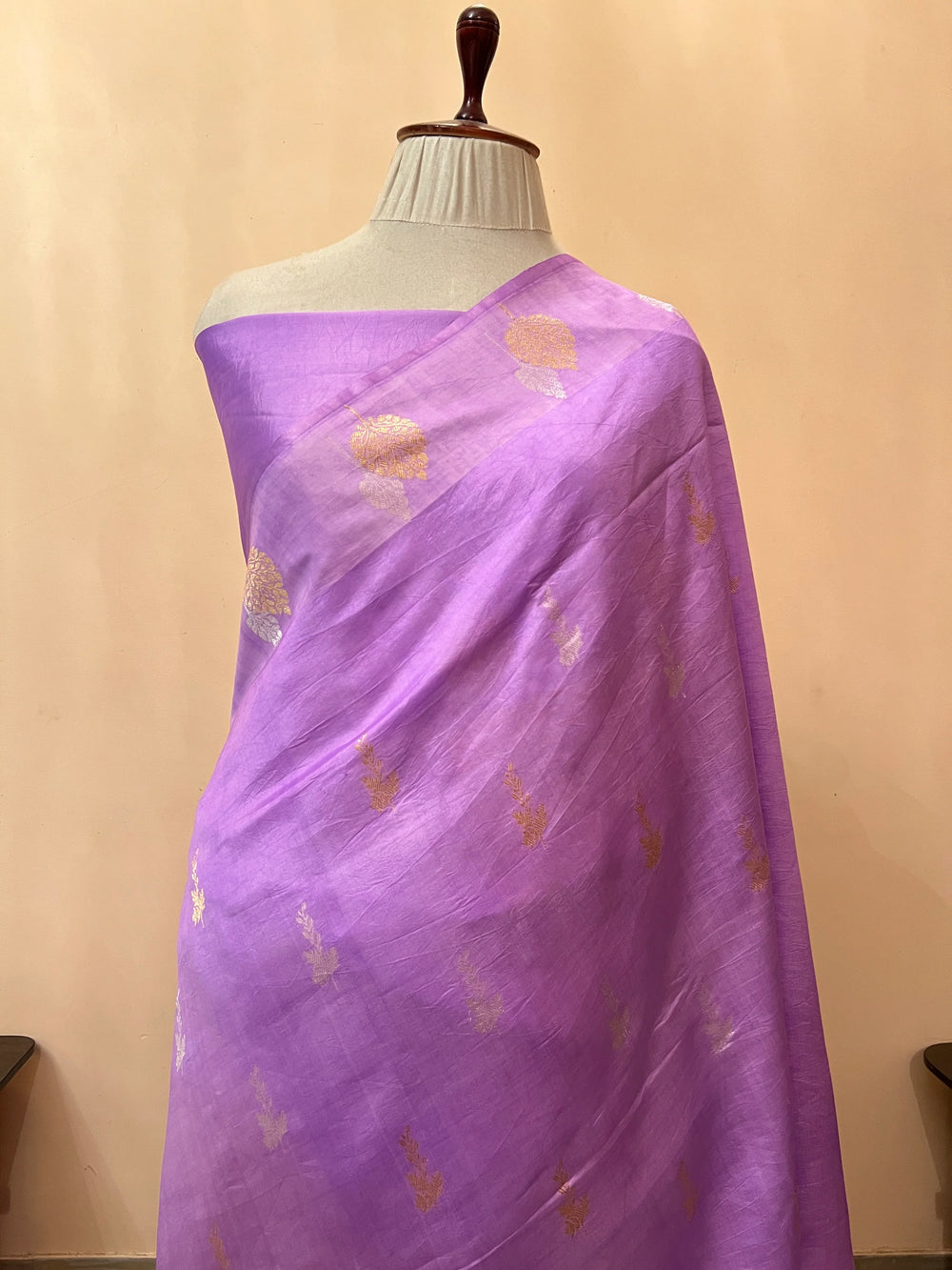 Lavender Pure Silk Handloom Banarasi Saree