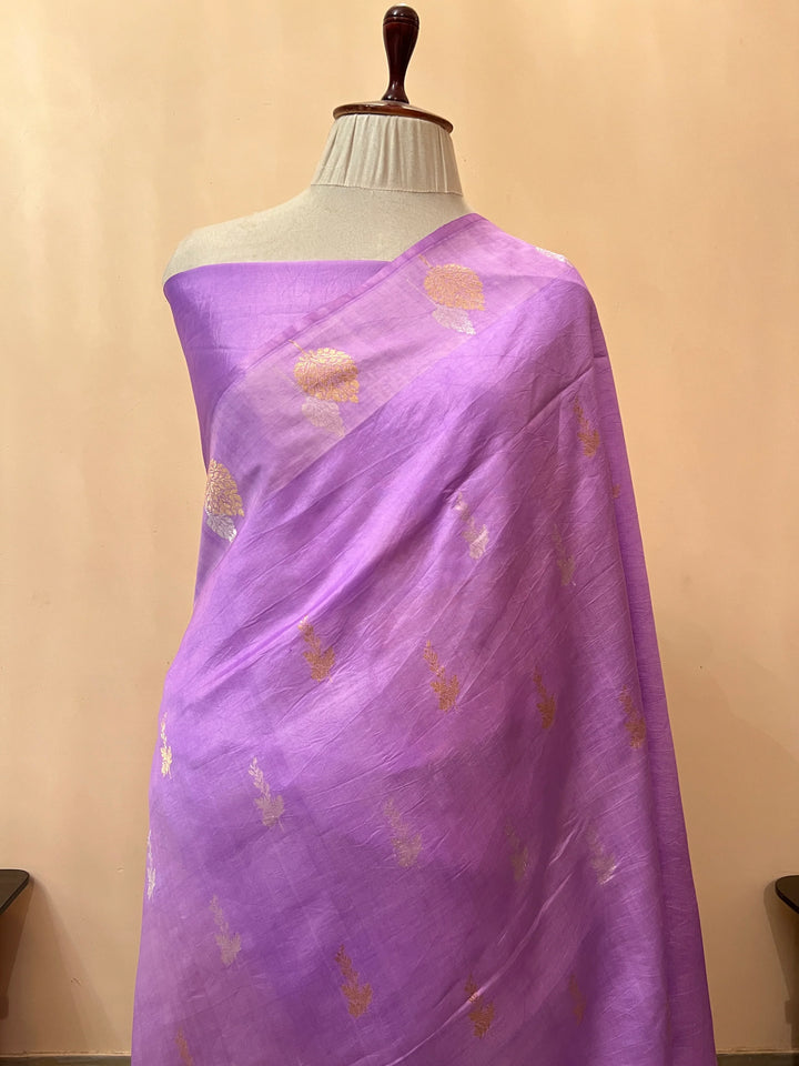 Lavender Pure Silk Handloom Banarasi Saree