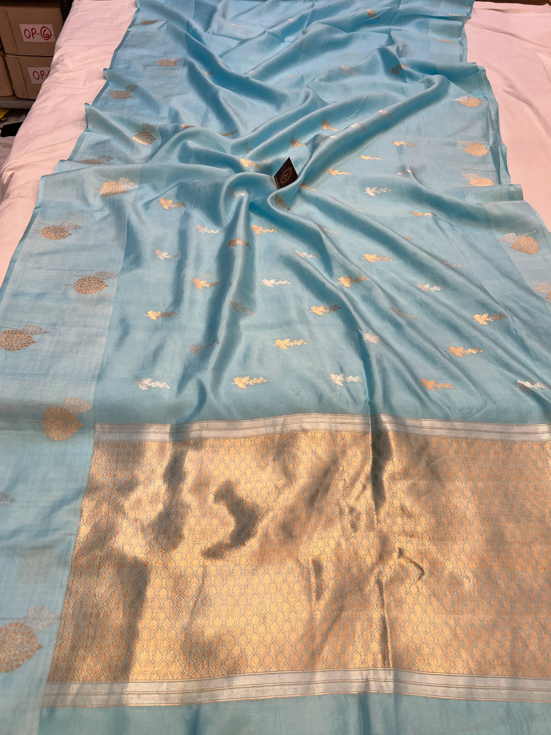 Pastel Blue Pure Silk Handloom Banarasi Saree
